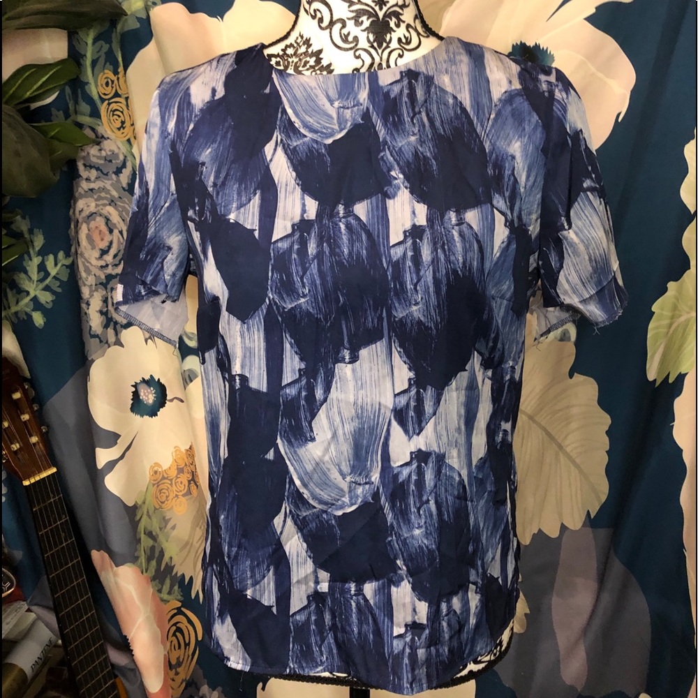 H&M Watercolor Blouse with Zipper detail